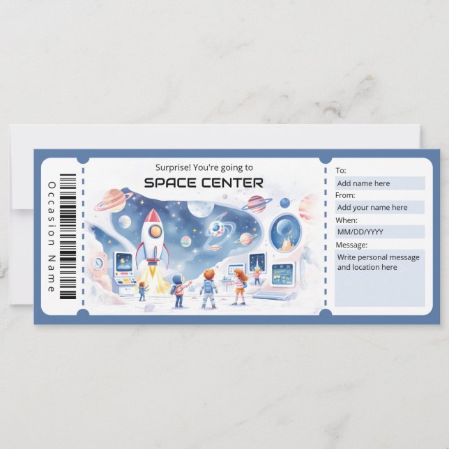 Invitación Certificado de regalo del Centro Espacial (Anverso)