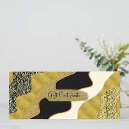Invitación Certificado de regalo dorado de onda abstracta mod