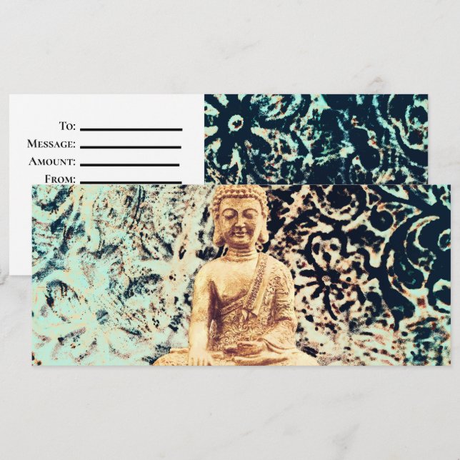 Invitación Certificado de Regalo Elegante Buda Sentado en la  (Anverso / Reverso)