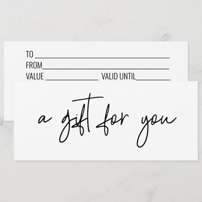 Invitación Certificado de Regalo Escrito a Mano Letra Moderna (Anverso / Reverso)