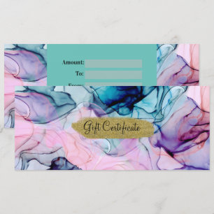Invitación Certificado de Regalo Etéreo Turquesa Rosa Púrpura