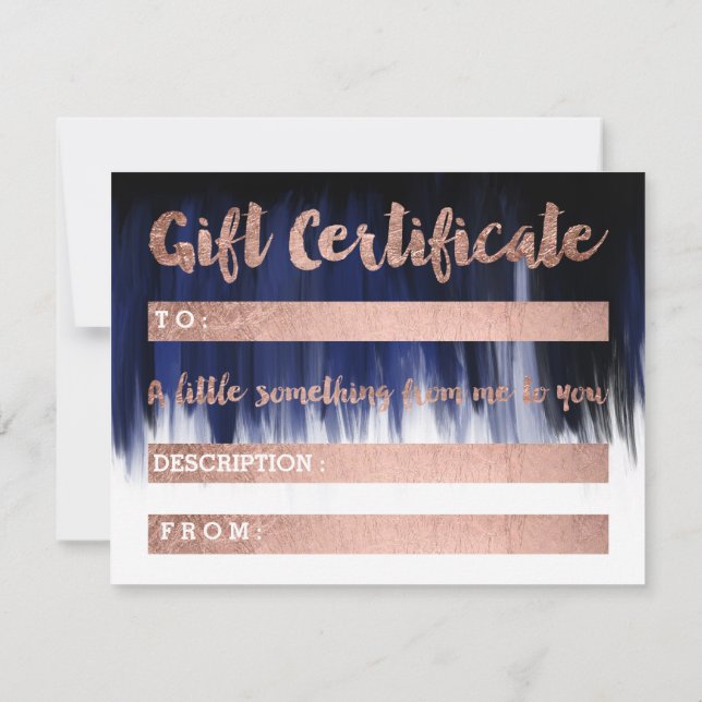 Invitación Certificado de regalo falso moda rosa de oro hola  (Reverso)