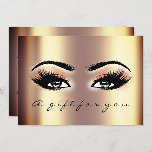 Invitación Certificado de regalo Gold Rubor Lash Beauty Makeu