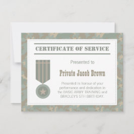 Invitación Certificado de Servicio del Ejército Agradecimient