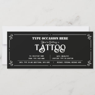 Invitación Certificado de Vale de Regalo de Tatuaje Personali