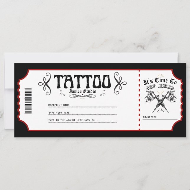 Invitación Certificado de Vale de Tatuaje Personalizado Regal (Anverso)
