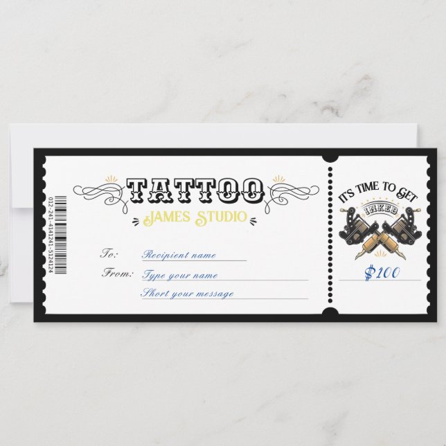 Invitación Certificado de Vale de Tatuaje Personalizado Regal (Anverso)