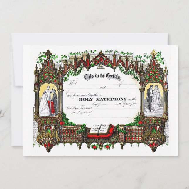 Invitación certificado del boda a partir de 1877 (Anverso)