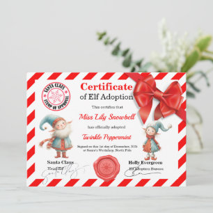 Invitación Certificado Oficial de Adopción de Duende del Polo