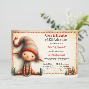 Invitación Certificado Oficial de Adopción de Duende del Polo