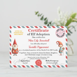 Invitación Certificado Oficial de Adopción de Duende del Polo