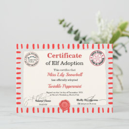 Invitación Certificado Oficial de Adopción de Duende del Polo