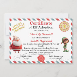 Invitación Certificado Oficial de Adopción de Duende del Polo