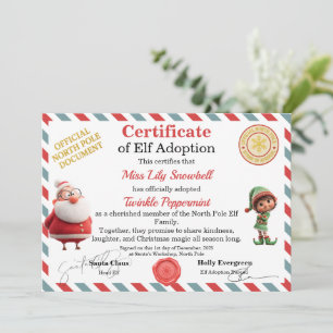 Invitación Certificado Oficial de Adopción de Duende del Polo