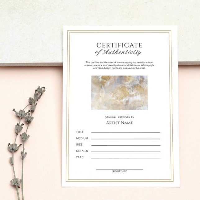 Invitación Certificado Vertical de Autenticidad para Obra de  (Subido por el creador)