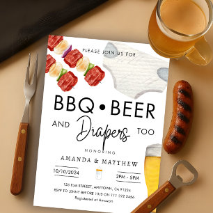 Invitación Cerveza barbacoa, ducha Diapers Casual Parejas