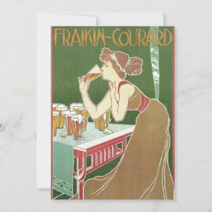 Invitación Cerveza Brasserie Fraikin-Courard Art Nouveau Vint