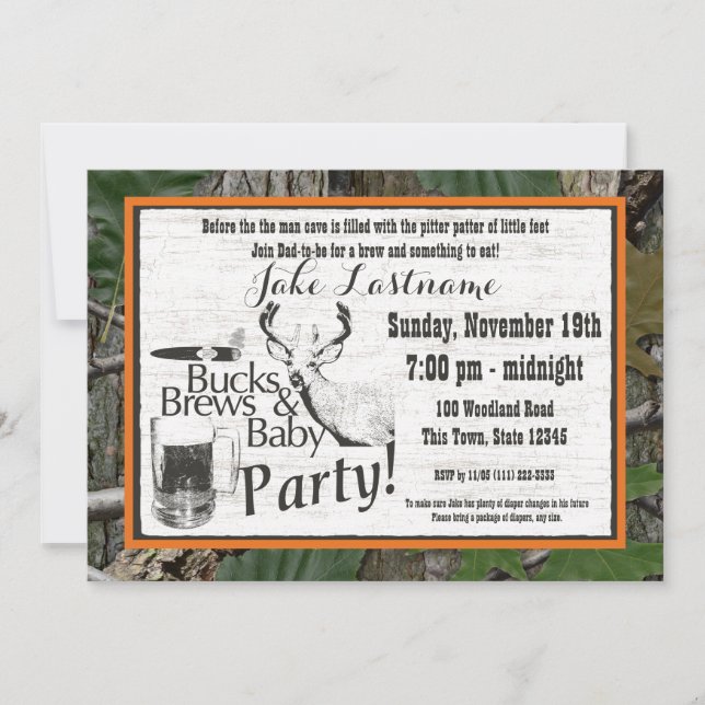 Invitación Cerveza Bucks y fiesta de bebé (Anverso)