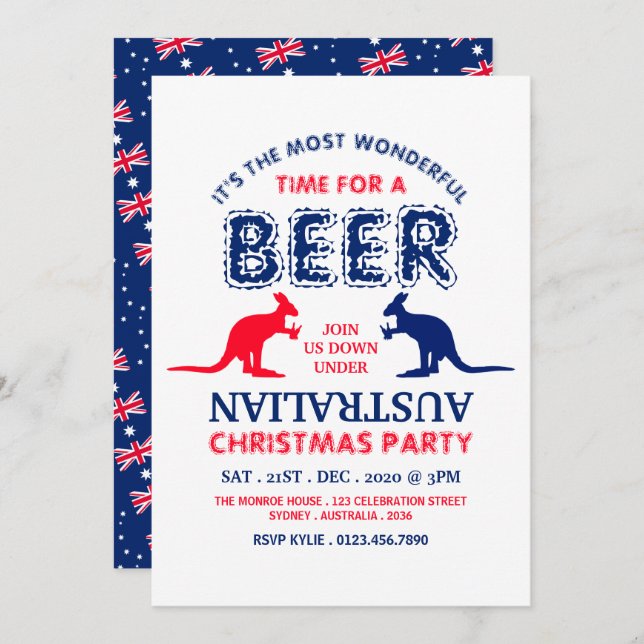 Invitación Cerveza Canguro, Fiesta de Navidad de la Bandera A (Anverso / Reverso)