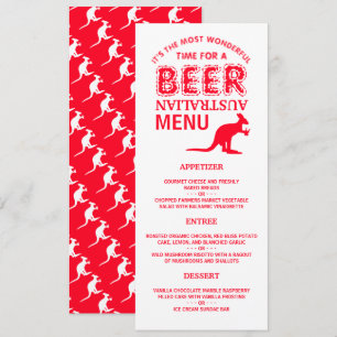 Invitación Cerveza canguro, menú Navidad australiano