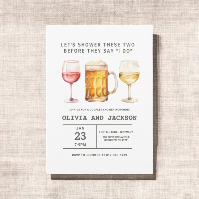 Invitación Cerveza Cervecería Acuarela Parejas Ducha (Subido por el creador)