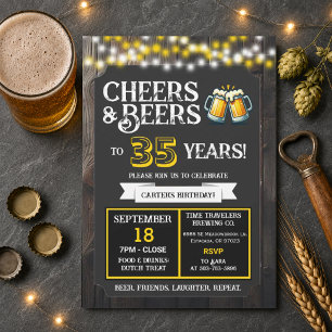 Invitación Cerveza de Cumpleaños: Cheers y Cervezas por 35 Añ