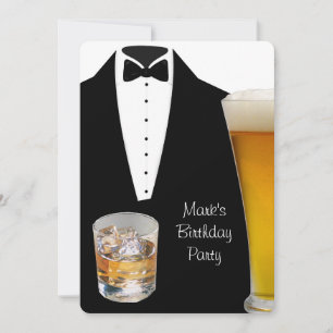 Invitación Cerveza de cumpleaños con esmoquin Escocés