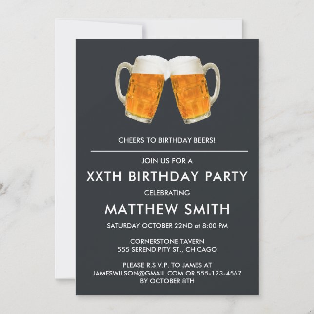 Invitación Cerveza de fiesta de cumpleaños Saluda a la elegan (Anverso)