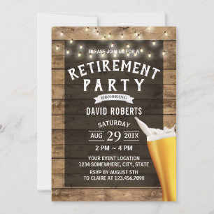 Invitación Cerveza de Jubilación Grita Madera Rústica