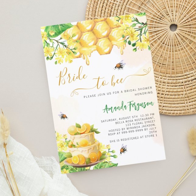Invitación Cerveza de novia flor amarilla honeycomb ducha de  (Subido por el creador)