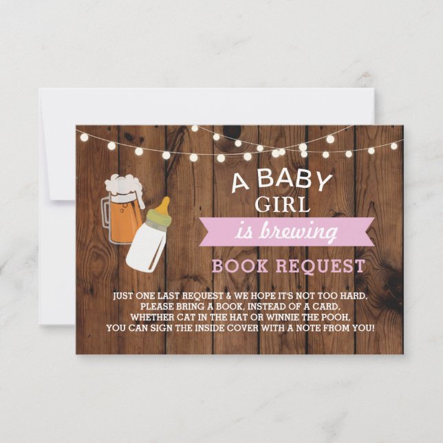 Invitación Cerveza de solicitud de libro Chica de Baby Shower (Anverso)