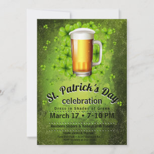 Invitación Cerveza del Día de San Patricio y Shamrock en Grun