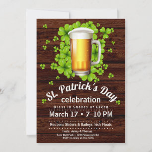 Invitación Cerveza del Día de San Patricio y Shamrock en la m