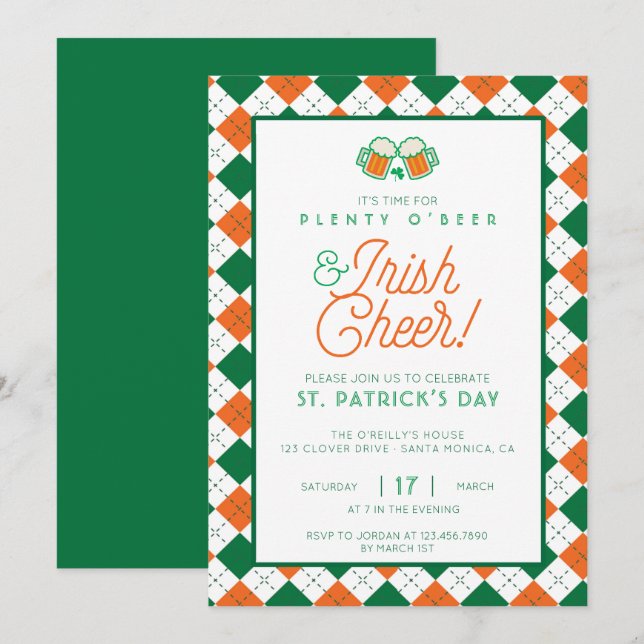 Invitación Cerveza e irlandeses acompañan el Día de San Patri (Anverso / Reverso)