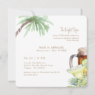 Invitación Cerveza Margaritas tropical y barbacoa la noche an
