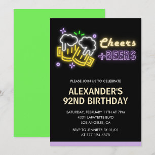 Invitación Cerveza Pizarra Negra Verde Cumpleaños Adulto 92