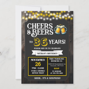 Invitación Cerveza Sorpresa Cheers y Cervezas a 36 Años
