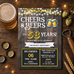 Invitación Cerveza Surprise Cheers y Cervezas por 58 Años