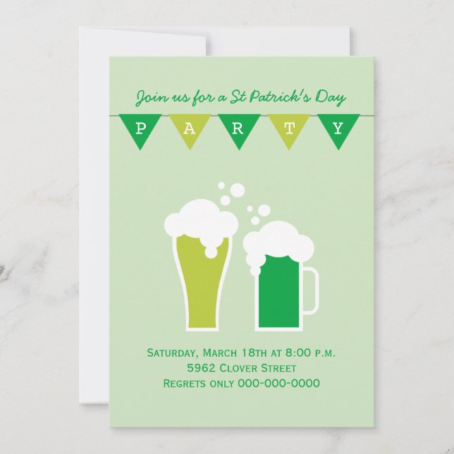 Invitación Cerveza verde St Patrick's Day Fiesta (Anverso)