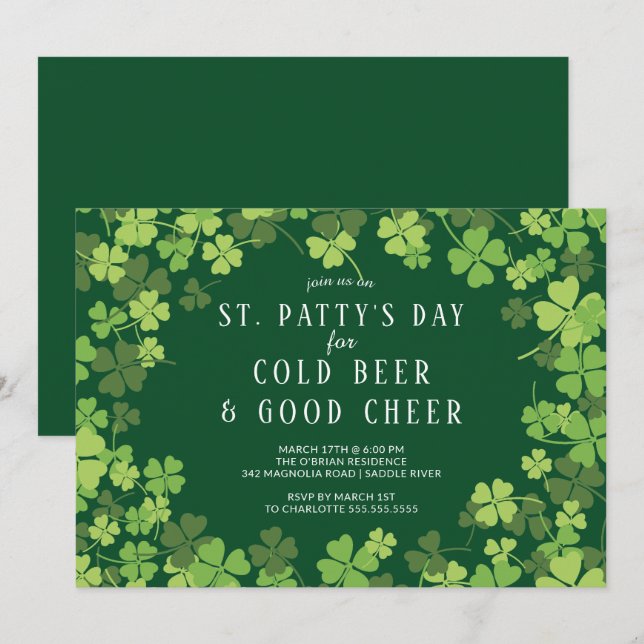 Invitación Cerveza y alegría por la fiesta de San Patty (Anverso / Reverso)