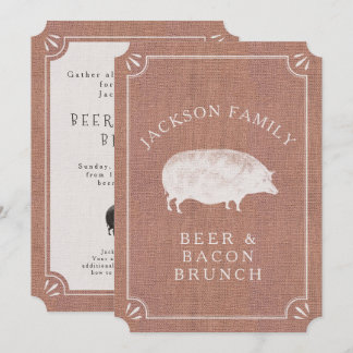 Invitación Cerveza y brunch Vintage Pig Country Rústico