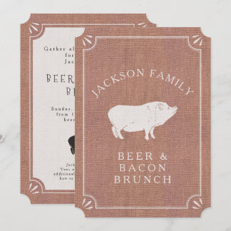 Invitación Cerveza y brunch Vintage Pig Country Rústico