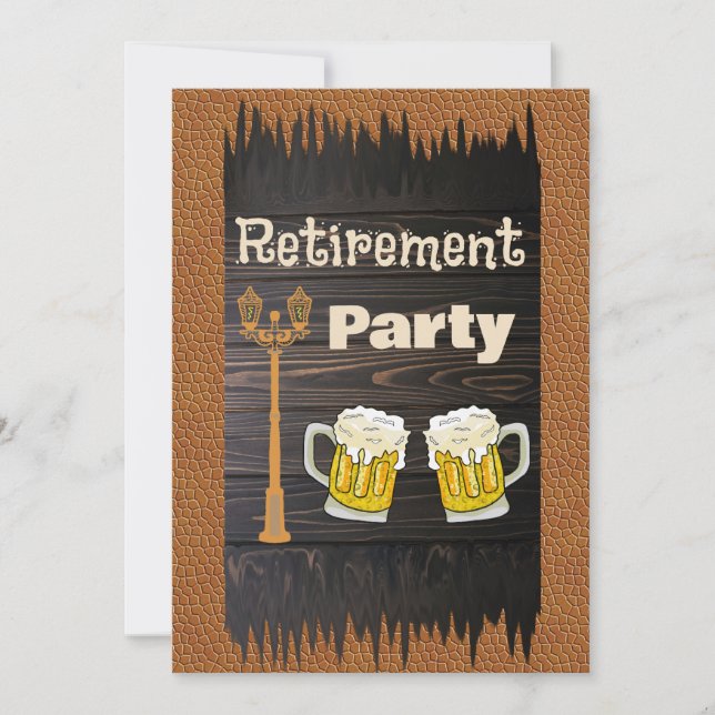 Invitación Cerveza y cuero y maderas rusas feliz retiro (Anverso)