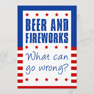 Invitación Cerveza y fuegos artificiales 4 de julio Invitació