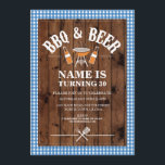 Invitación Cerveza y queso fiesta de cumpleaños BBQ CUALQUIER<br><div class="desc">La fiesta de cumpleaños Rustic Wood y la fiesta de cumpleaños invitan al diseño. Perfecto para cualquier fiesta de cumpleaños. SIMPLEMENTE CAMBIE EL TEXTO PARA QUE SE ADAPTE A SU FIESTA. Se incluye copia de seguridad</div>