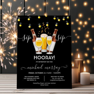 Invitación Cerveza y vino Fiesta de Jubilación Brindemos Brin