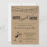 Invitación Cerveza y vino Hogar Dulce Hogar Funny Hogar Calen<br><div class="desc">Hogar,  dulce hogar. Obra de vino y cerveza a mano en un maravilloso marco rústico para su humorística Invitación al Calentamiento de la Casa.</div>