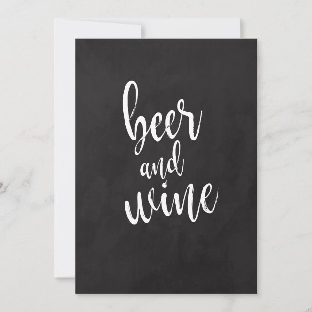 Invitación Cerveza y Vino Señal de Boda en Pizarra asequible (Anverso)