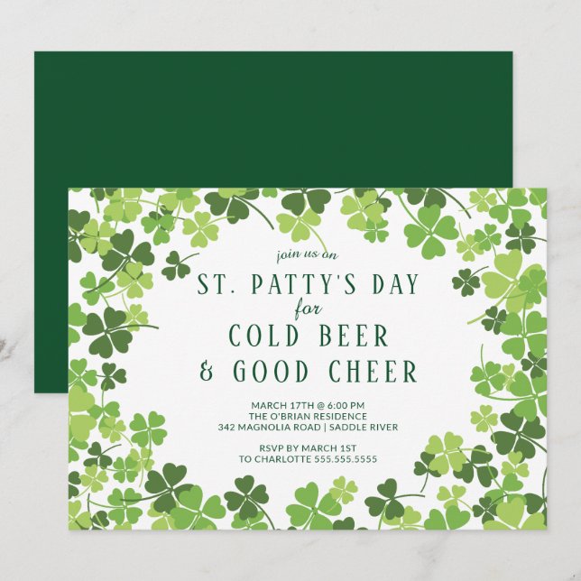 Invitación Cerveza y vituperación por la fiesta de San Patty (Anverso / Reverso)