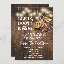 Invitación Cervezas Boots y vítores Sunflowers Cumpleaños Occ